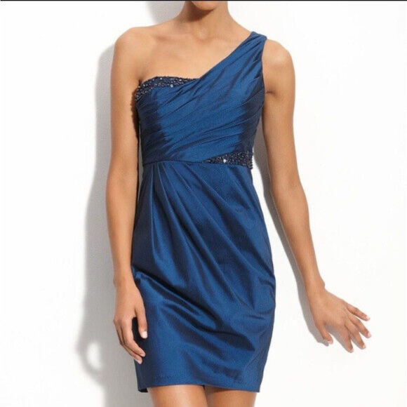 Adrianna Papell for E! Live From the Red Carpet One Shoulder Blue Gown Size 14 - Picture 1 of 12
